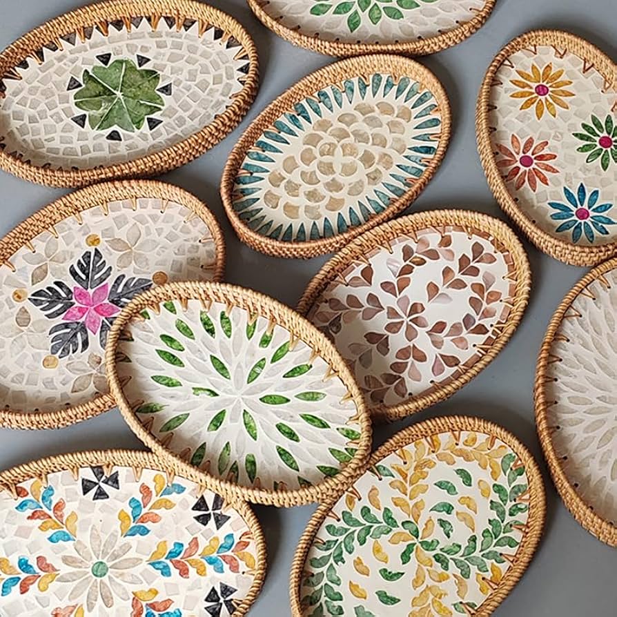 Amazon｜Zkmptsxh手作りの籐編み 北欧 トレイ 定食盆 お盆